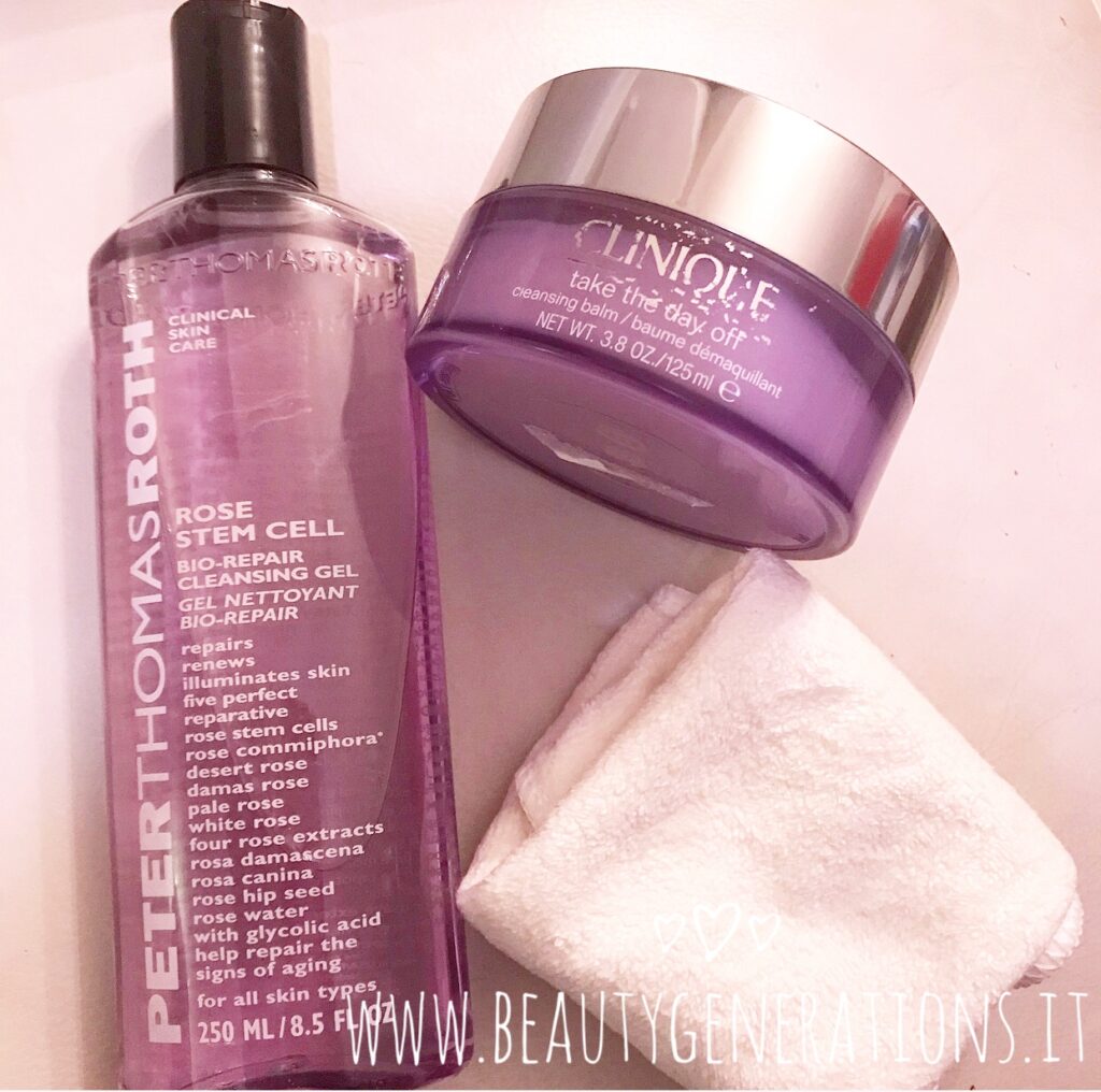 Take The Day Off di Clinique e Rose Stem Cell Cleansing Gel di Peter Thomas Roth